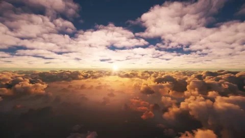 Aerial view of clouds from above during sunset Stock Footage 160864692