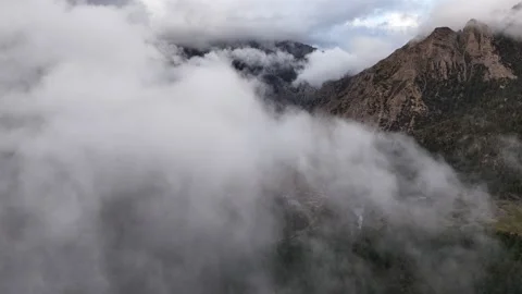 Aerial view of clouds and mist over mountains in Dolpa, Nepal Stock Footage 323035623