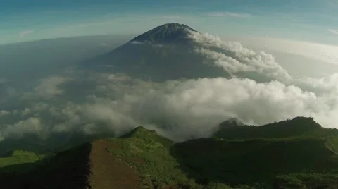 Aerial View of clouds and mountain peak in Java Island Stock Footage 60603273