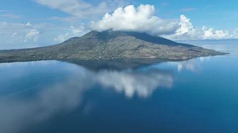 Aerial View of Clouds and Sky Reflected in Calm Indonesian Bay 動画素材 219496873