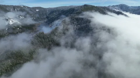 Aerial View of Clouds Drifting Across Oregon's Coastal Mountains Stock-Footage 234650584