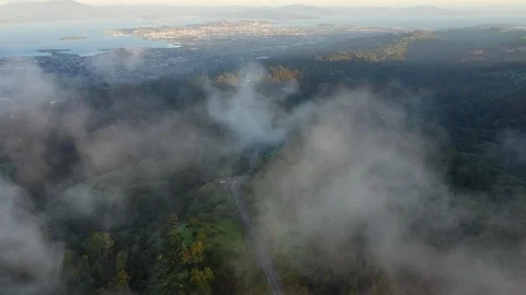 Aerial View of Clouds Drifting Over Hills in Northern California Stock Footage 106275469