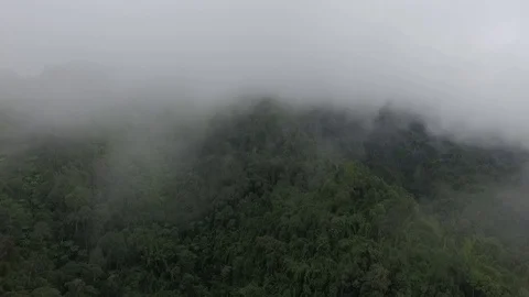 Aerial view of clouds from drone covering Genting Highlands, Pahang, Malaysia. Stock Footage 87260314
