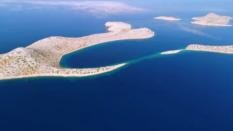 Aerial view of clouds over islands, Kornati national park Stock Footage 231420190