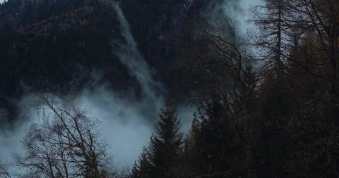 Aerial view clouds over Mountain near Martigny in Canton Valais Stock Footage 120513850