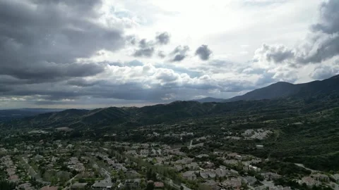 Aerial View of Clouds Over Mountains North of Claremont, California 動画素材 264000220