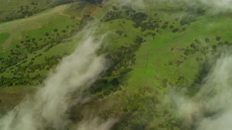 Aerial view of clouds over Mt Diablo State Park California Stock Footage 64795154