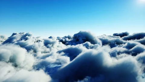 Aerial view in the clouds. Realistic 4k animation. Stock Footage 145923613