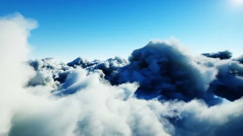 Aerial view in the clouds. Realistic 4k animation. Vidéo 145923620