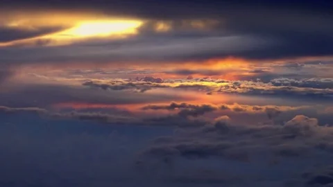 Aerial view of clouds at sunset Stock Footage 76680582
