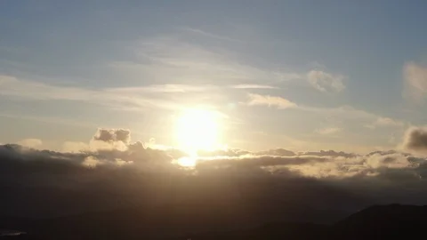 Aerial view of clouds at sunset Stock Footage