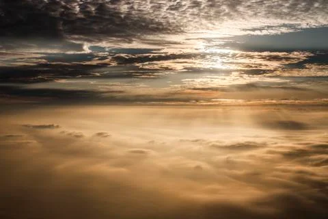 Aerial view of clouds at Sunset Stock Photos