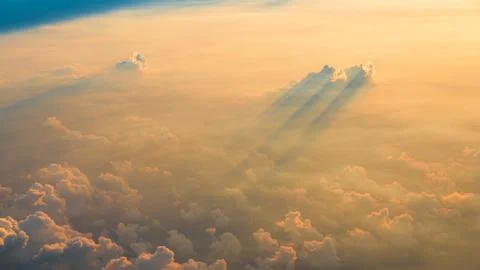 Aerial view of clouds at sunset Stock-Fotos