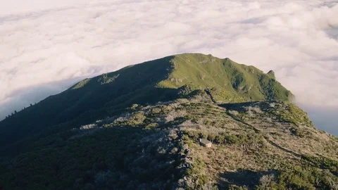 Aerial View on the Clouds from Top of Mountain Stock Footage 72194666