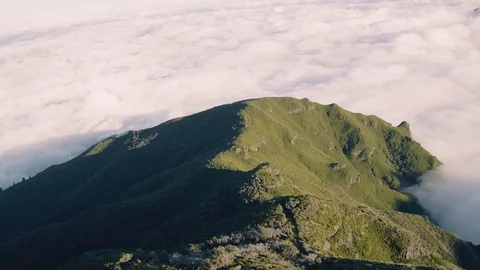Aerial View on the Clouds from Top of Mountain Stockbeeldmateriaal 72194678
