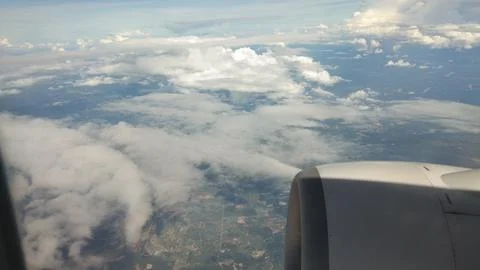 Aerial View of Clouds from Window Stock Photos