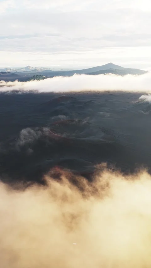 Aerial view of cloudscape and mountains, Iceland. Stock Footage 317539103