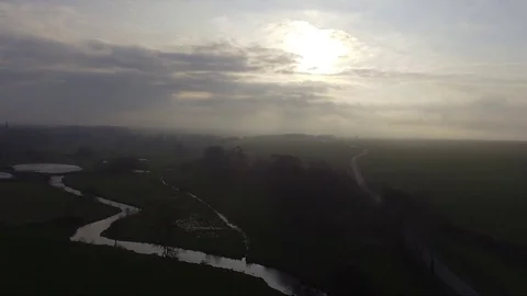 Aerial view of cloudy river Video stock 76912227
