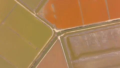Aerial view of cloudy sky above vivid salt marshes, France Video stock 310641105