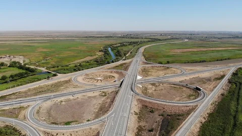 Aerial view of a cloverleaf interchange Stock Footage 94220965