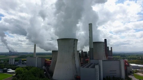 Aerial View of a Coal-fired Power Plant Video stock 89704572