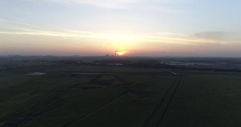 Aerial view of coal fired power plant under sunset Stock Footage 96086366