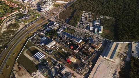 Aerial view of Coal-fired power station with solar panels. Dominican Republic 動画素材 274374741