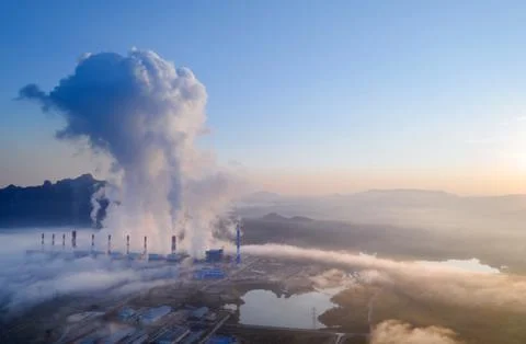 Aerial view of coal-fired power plants. Foto stock