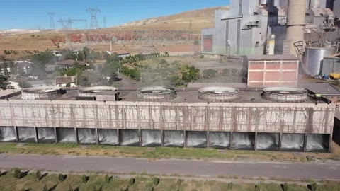 Aerial view of coal mining factory Stock Footage 294100653