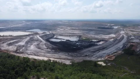 Aerial view of coal mining on Kalimantan Island Stock Footage 314271539