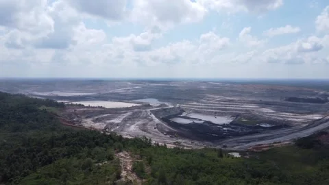 Aerial view of coal mining on Kalimantan Island Stock Footage 314271556