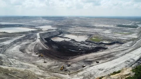 Aerial view of coal mining on Kalimantan Island Stock Footage 314271636