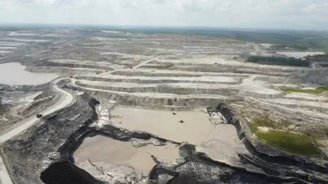Aerial view of coal mining on Kalimantan Island Stock Footage 314271829