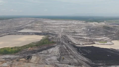 Aerial view of coal mining with very clear sky Stock Footage 333022565