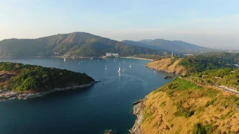 Aerial view coast during sunset summer. Stock Footage 209175133