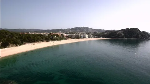 Aerial view of the coast of Lloret de Mar . Fenals beach Stock Footage 89178678