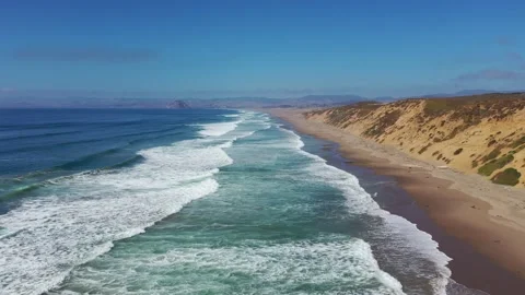 Aerial view of the coast at Monte de Oro state beach in California Stock Footage 150723861
