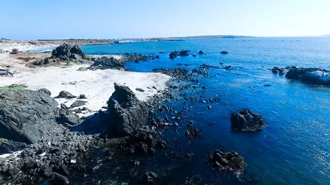 Aerial view of the coast in Punta De Choros, Chile Stock Footage 123024420
