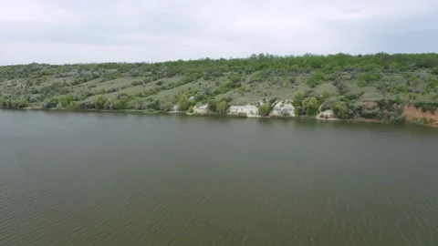 Aerial view of a coast of the river. Stock Footage 149995620