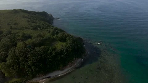 Aerial view, Coast, Rock's Cliffs, Pacific Ocean, Sunset Stock Footage 163094750