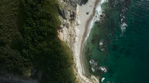 Aerial view, Coast, Rock's Cliffs, Stones, Mountains, Pacific Ocean, Down Stock Footage 163094990