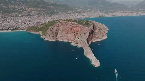 Aerial View of Coastal Cliff and Cityscape Stock Footage 282925187