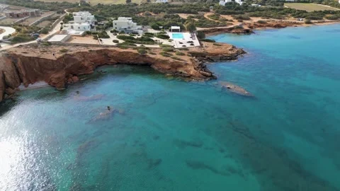 Aerial view of coastal cliffs and clear waters, Greece. Stock Footage 312629460