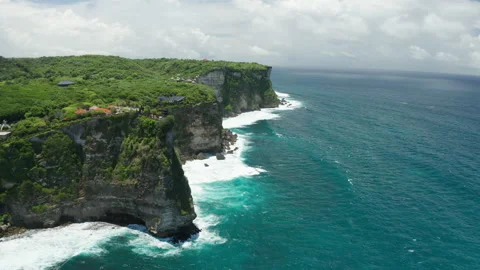 Aerial view of coastal cliffs Vídeo Stock 218297649