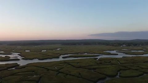 Aerial view of coastal marsh. Stock Footage 262801295