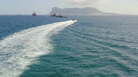 Aerial view of coastguards of the Spanish customs sailing fast. Stock Footage 167861663