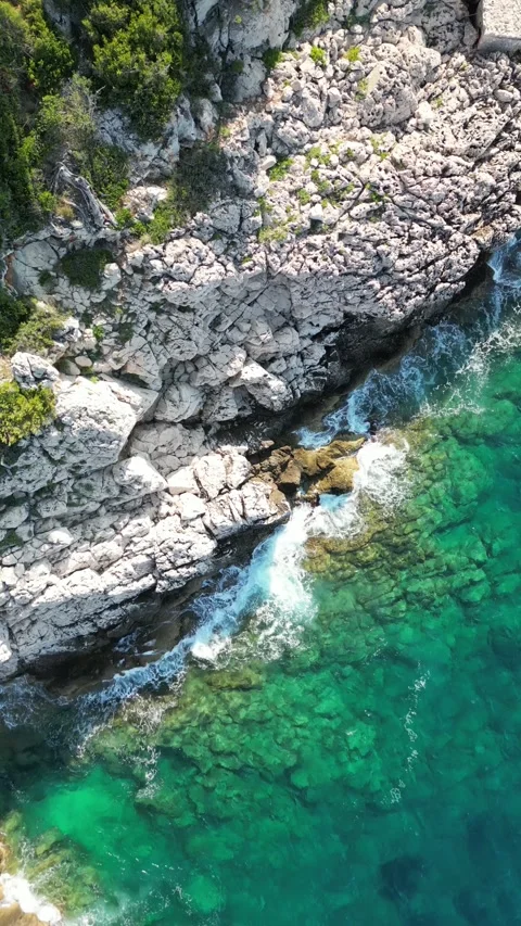Aerial view of coastline and cliffs, France. Stock Footage 288468519