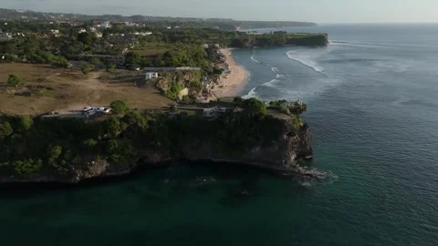 Aerial View of Coastline, Cliffs and Beach at Balangan Beach, Bali Video stock 337606955