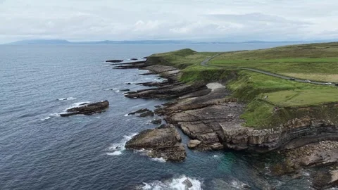 Aerial view of the coastline at Mullaghmore Head, county Sligo, Ireland. Stock Footage 341730182