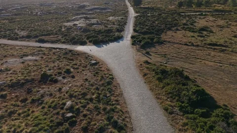 Aerial view of a cobblestone road in Serra D'Arga, Portugal. Stock Footage 344949060